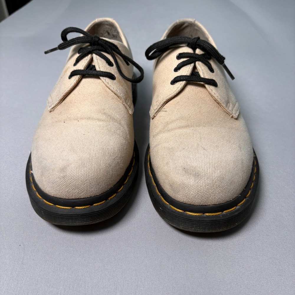Dr. Martens 1461 Beige Canvas 3-Eye Oxford Shoes Mens 8 AW004 KV 01 X